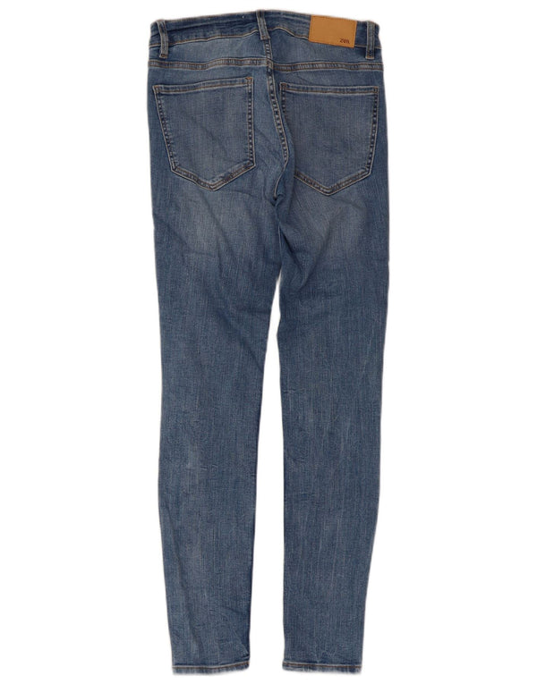 Zara Jean skinny taille haute pour femme EU 36 XS W26 L29 Bleu Coton