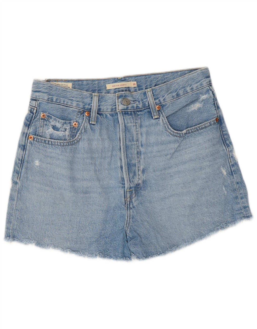 Levi's Short En Jean Taille Haute Ribcage Femme W30 Bleu Moyen Coton