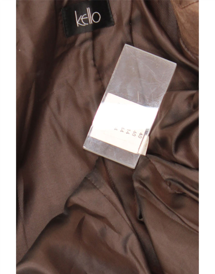 Kello Veste blazer en cuir à 1 bouton pour femme UK 14 Marron moyen