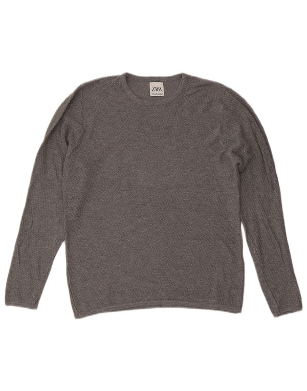 Zara Pull Col Ras Du Cou Homme Gris Moyen
