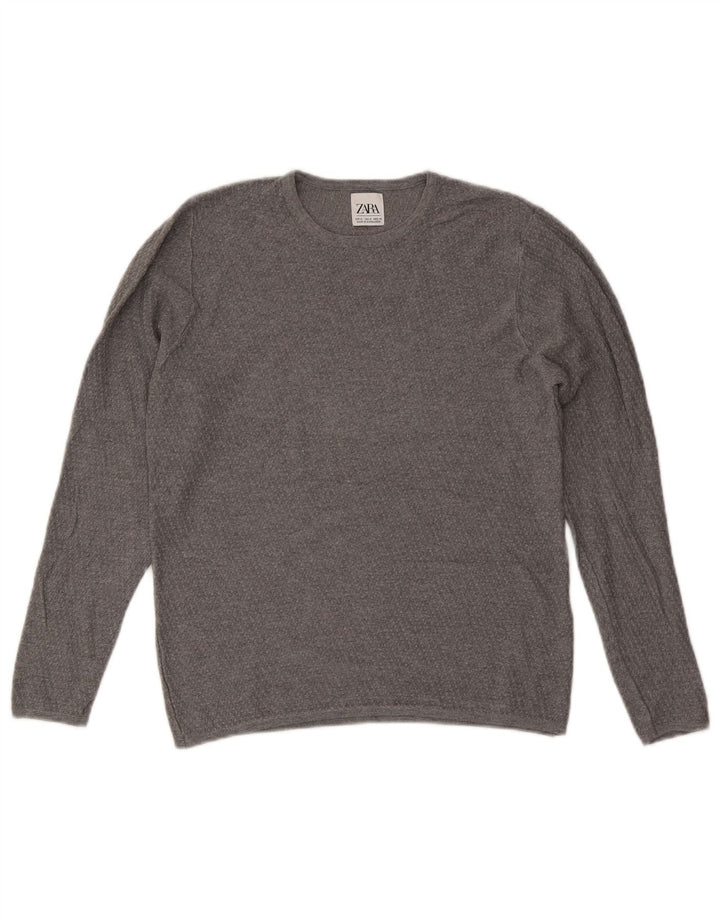 Zara Pull Col Ras Du Cou Homme Gris Moyen