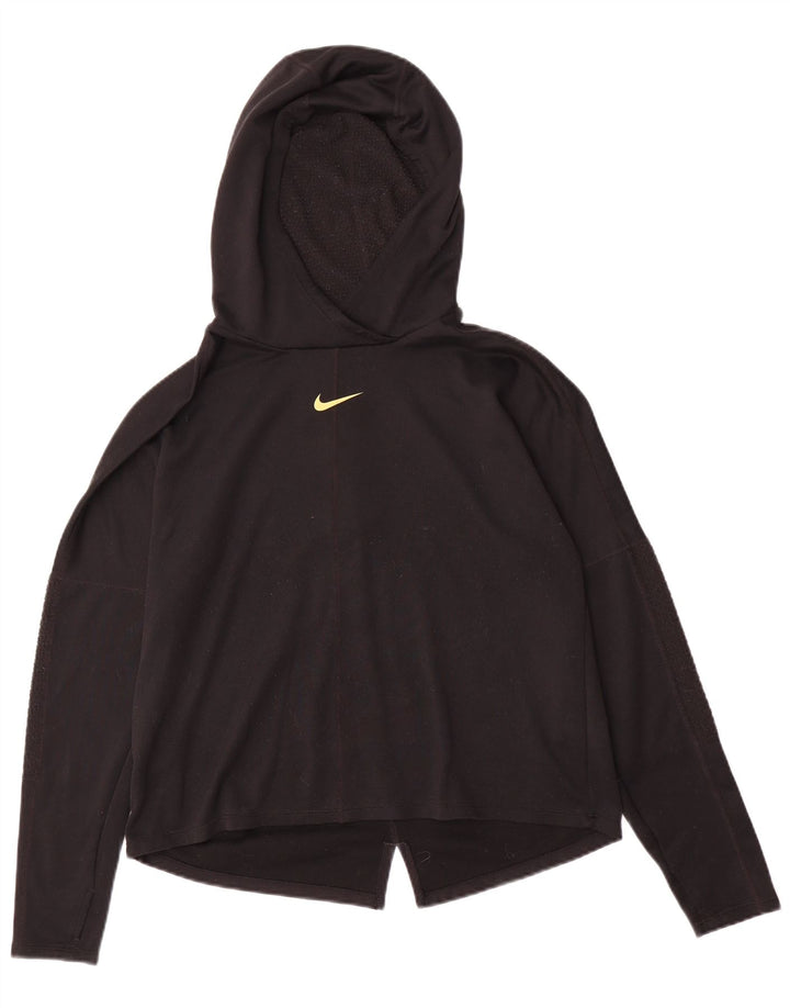 NIKE Haut à capuche graphique à manches longues pour femme UK 14 Noir moyen