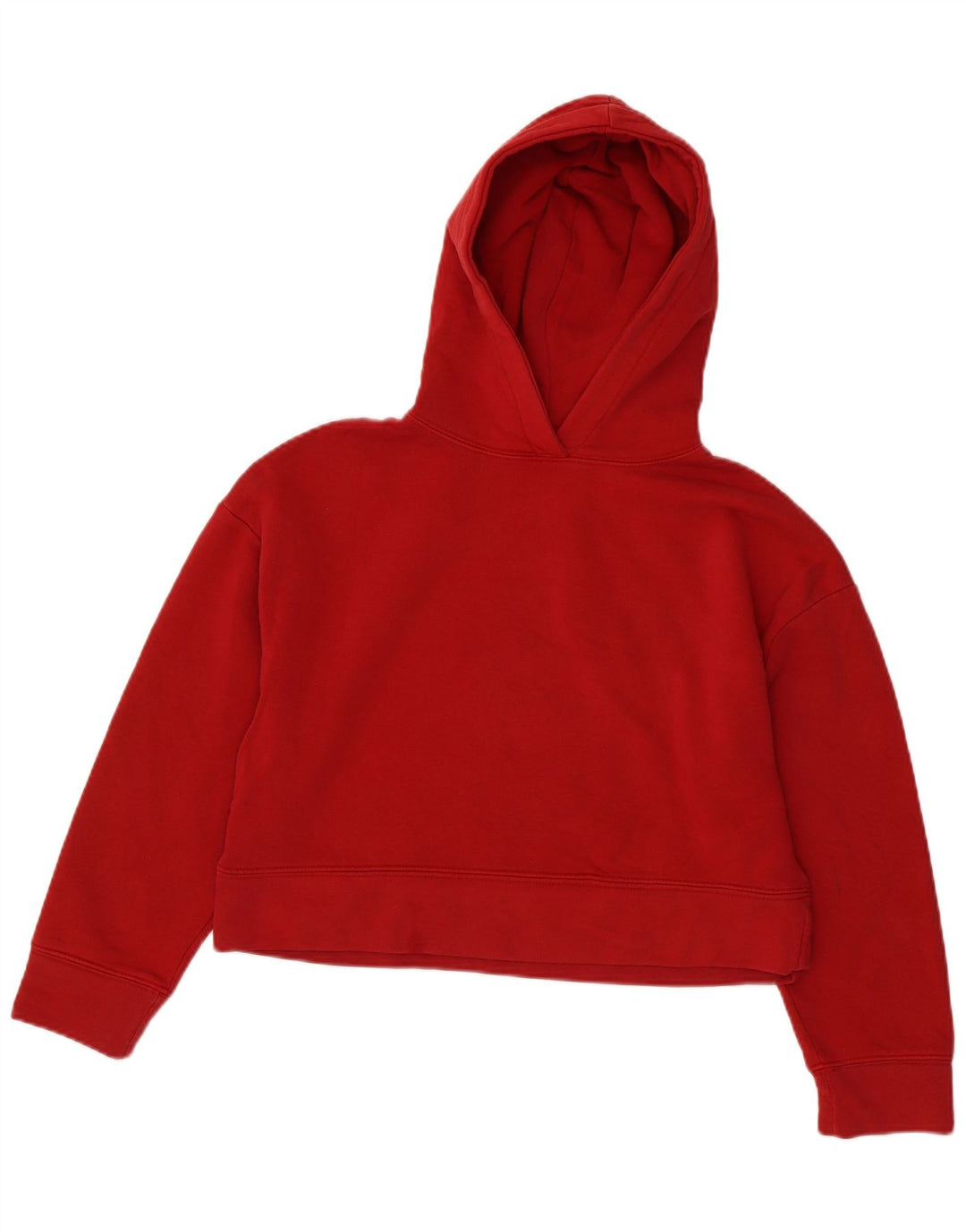 ZARA Pull à capuche court pour femme UK 14 Coton rouge moyen