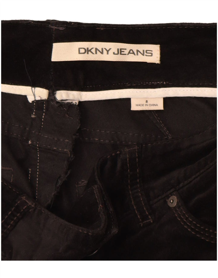 DKNY Pantalon décontracté droit en velours pour femme US 8 Medium W30 L33 Noir