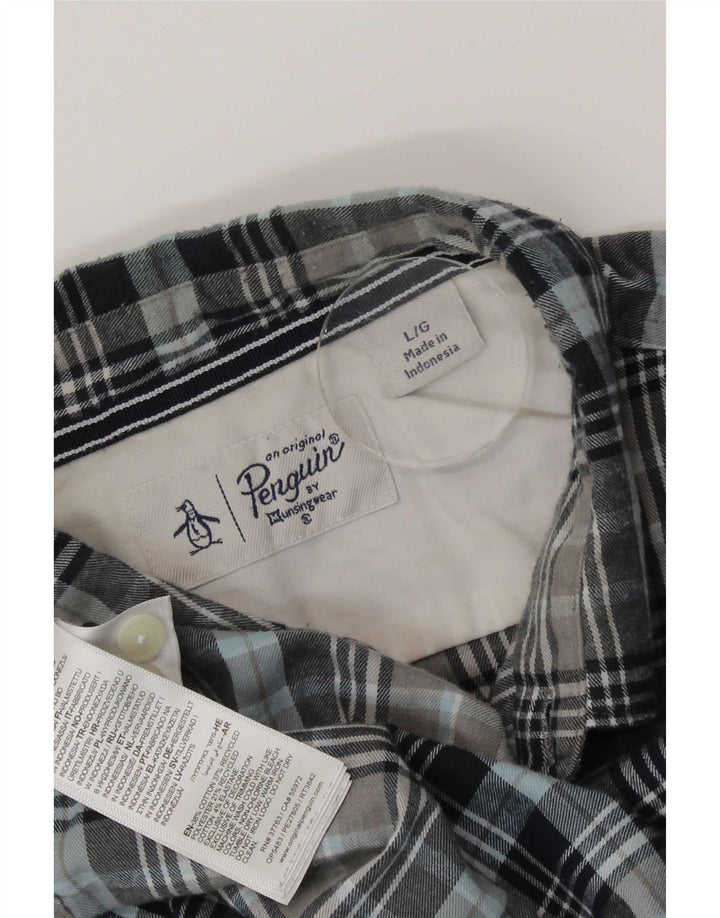 Penguin Chemise en Flanelle Homme Grand Carreau Bleu Coton