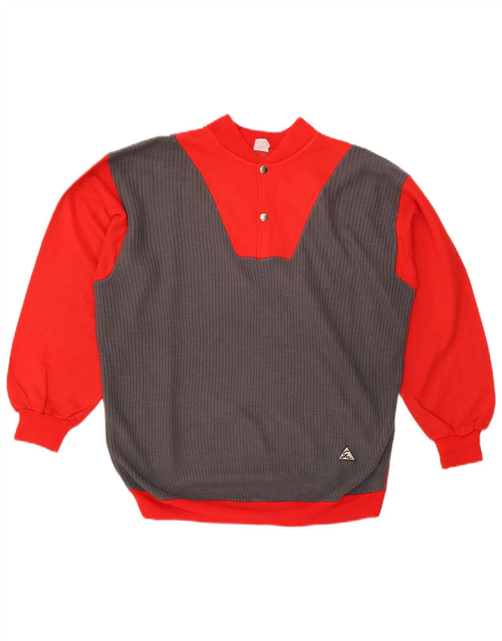 VINTAGE Sweat-shirt à col boutonné pour homme Rouge moyen Colourblock