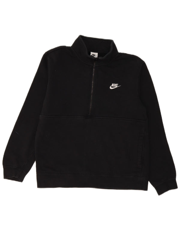 Nike Sweat-shirt à col zippé pour homme en coton noir moyen