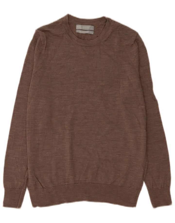 Marks & Spencer Pull à col rond pour femme UK 14 Marron moyen moucheté