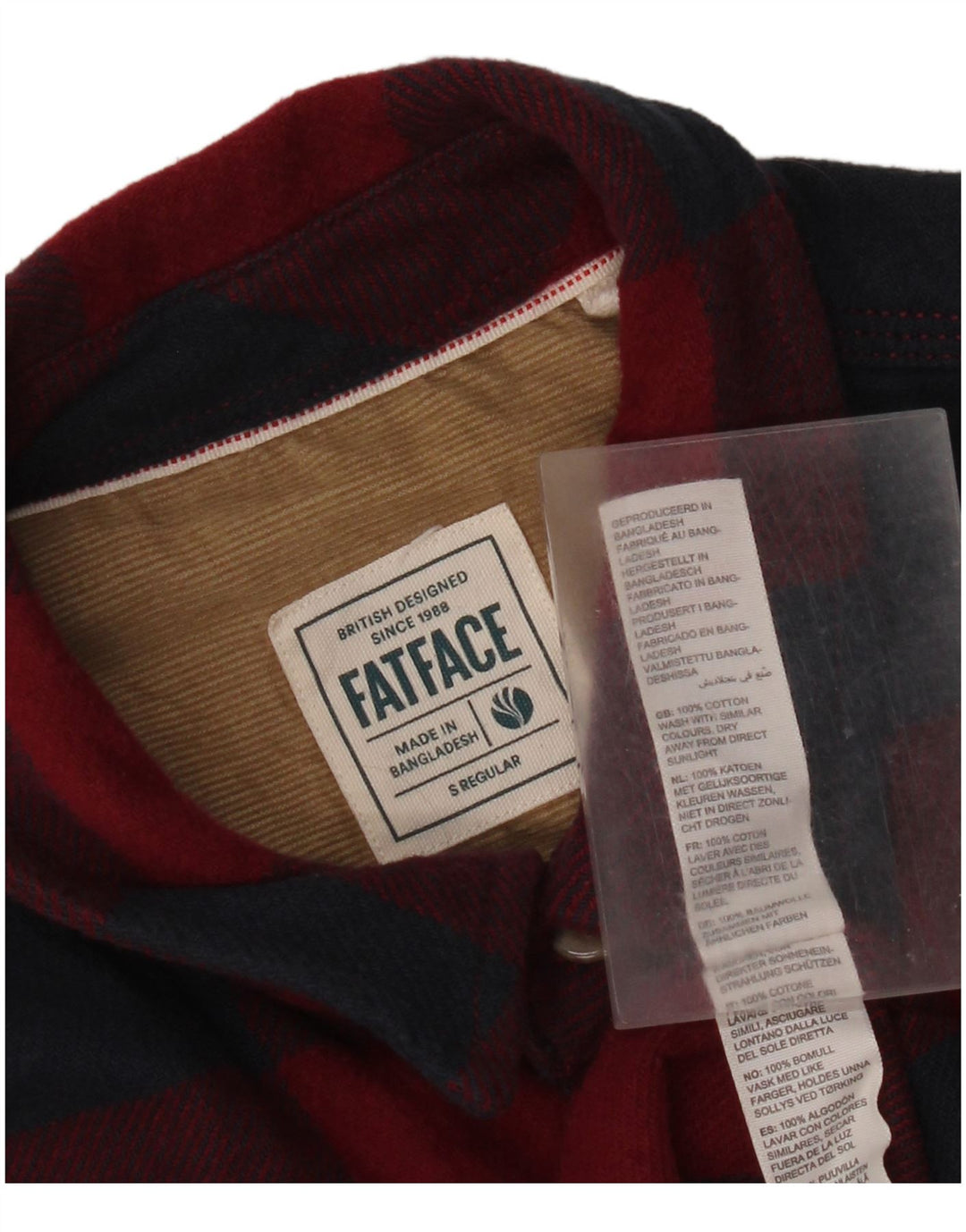 Fat Face Chemise Regular Fit en Flanelle pour Homme en Coton à Petits Carreaux Rouges