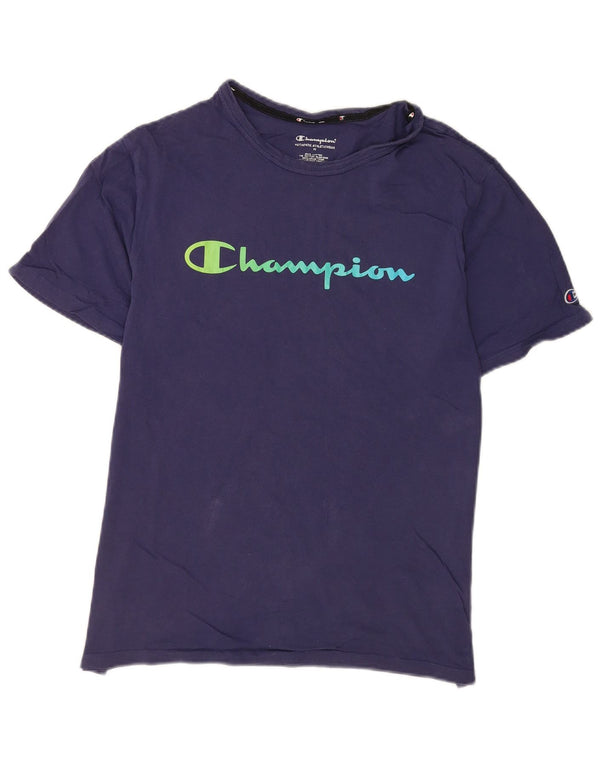 Champion T-Shirt Graphique Homme Bleu Marine Moyen Coton