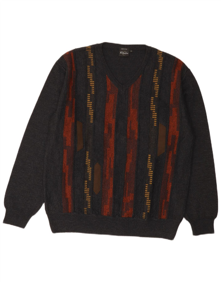 Danilo Pull col V homme grand gris rayé polyacrylique