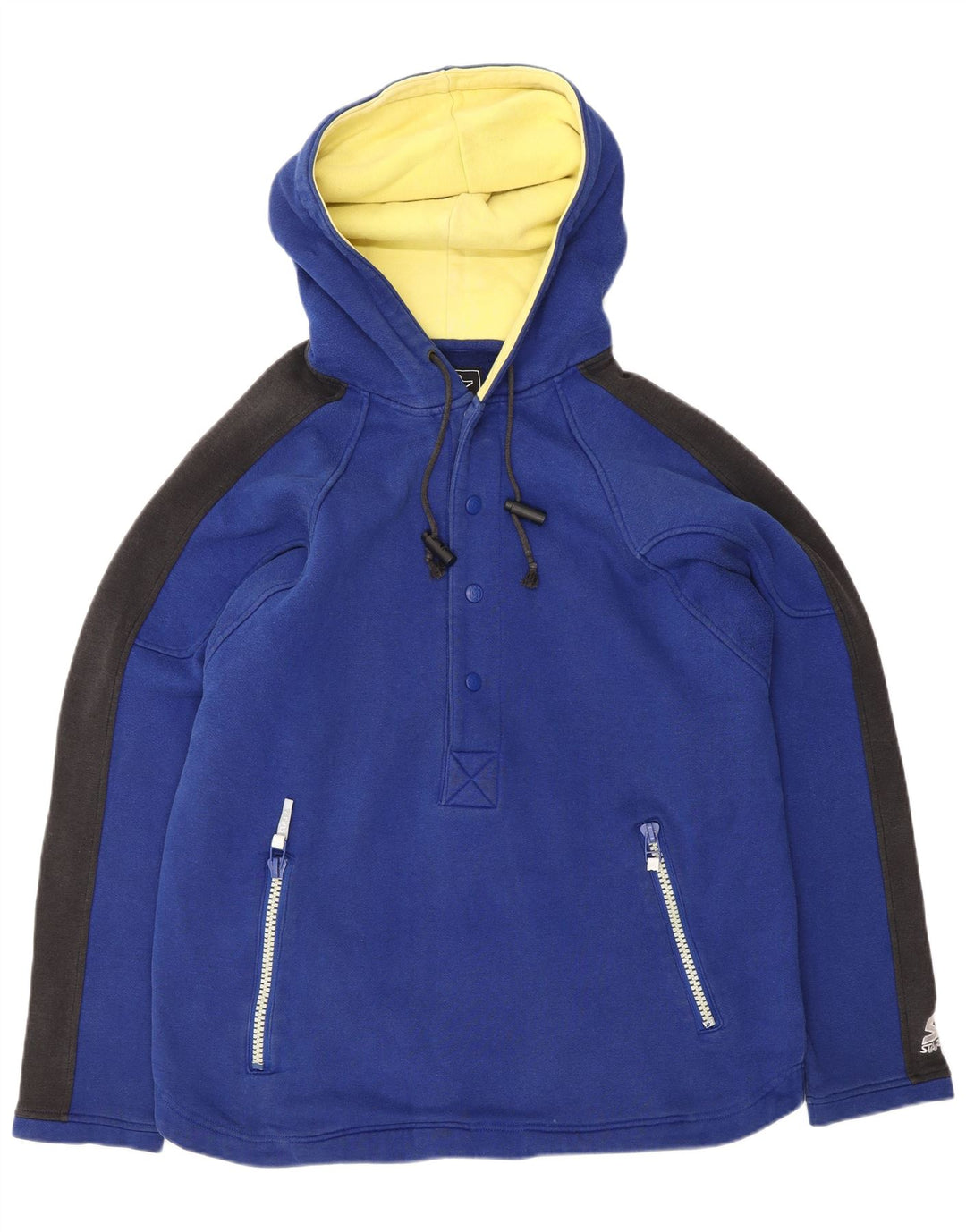 STARTER Pull à capuche boutonné pour homme en coton color block bleu moyen