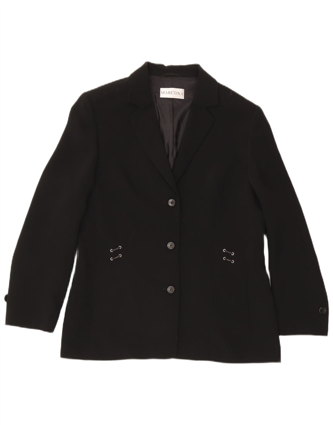 Marcona Veste Blazer 3 Boutons Femme UK 16 Large Noir Polyester