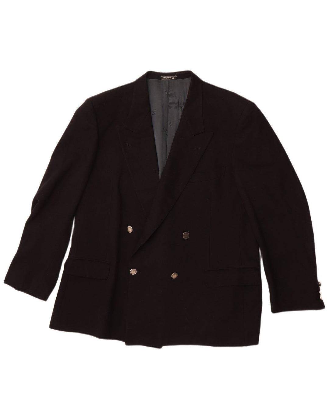 UNGARO Veste Blazer Double Boutonnage Homme UK 40 Large Bleu Marine