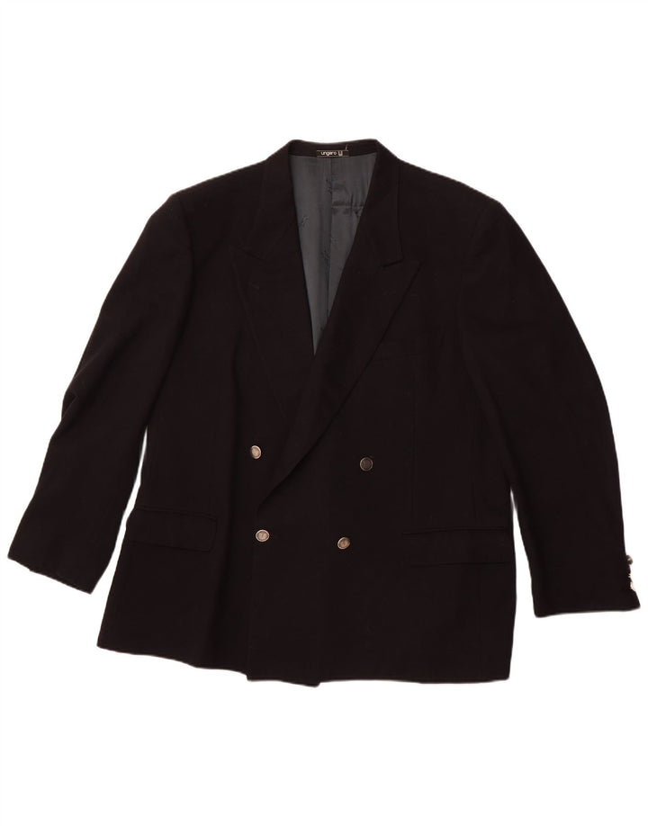 UNGARO Veste Blazer Double Boutonnage Homme UK 40 Large Bleu Marine