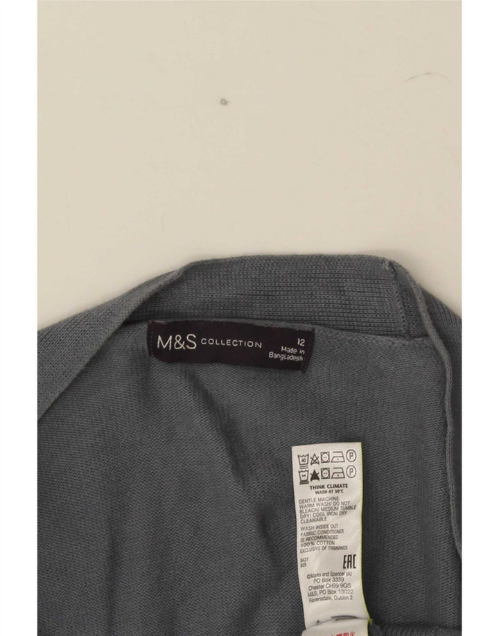 Marks & Spencer Pull Cardigan Ouvert pour Femme UK 12 Coton Gris Moyen