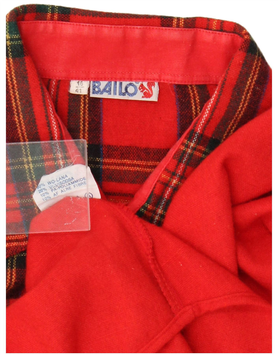 Bailo Chemise en flanelle pour homme Taille 16 41 Grande laine à carreaux rouge rétro