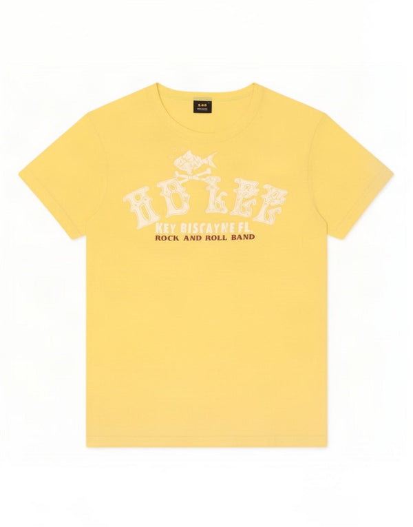 Lee T-Shirt Graphique Femme UK 12 Coton Jaune Moyen