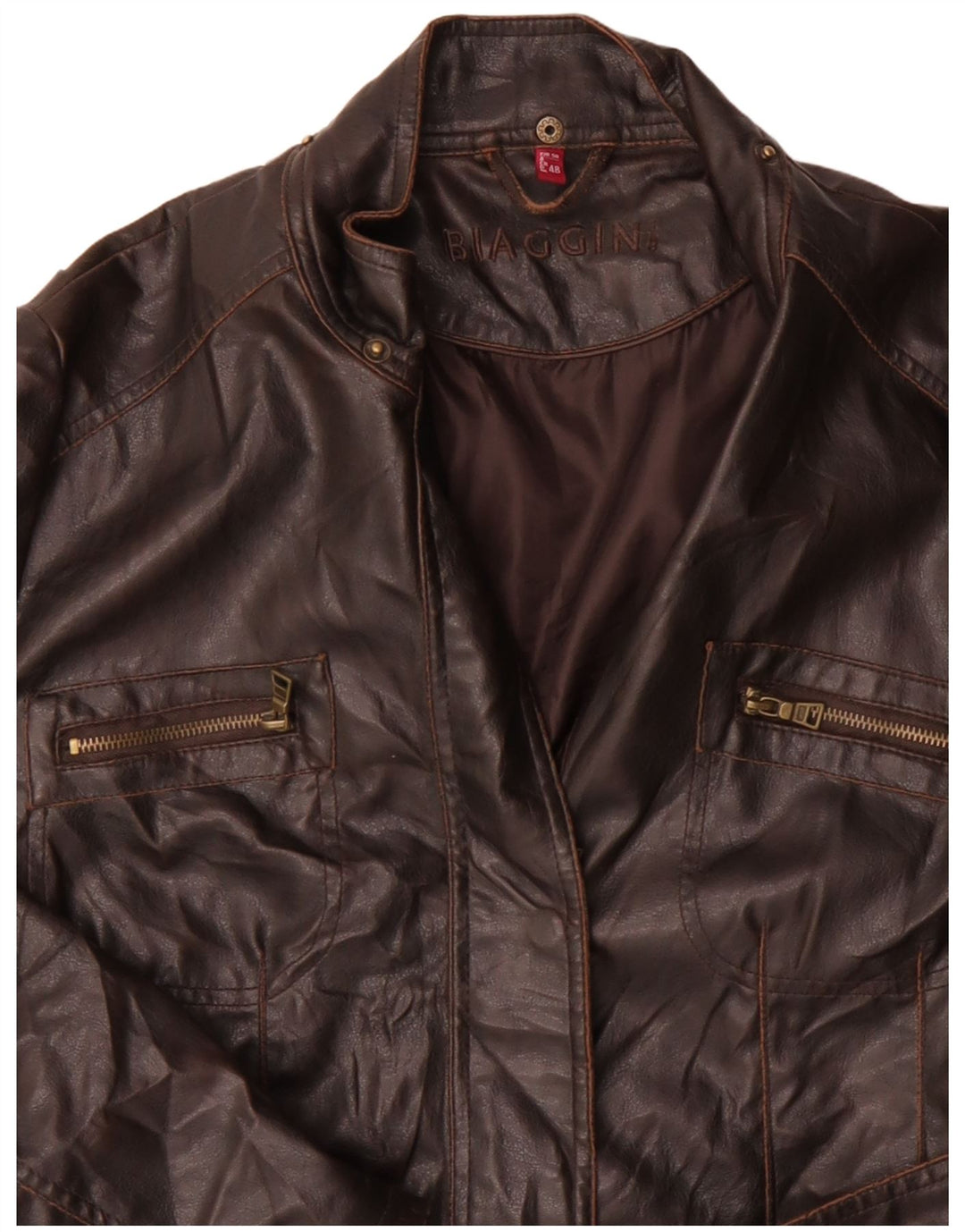 BIAGGINI Womens Oversized Leather Coat IT 48 XL Brown