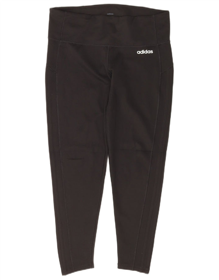 ADIDAS Femmes Climalite Crop Leggings UK 16/18 Grand Noir Polyester