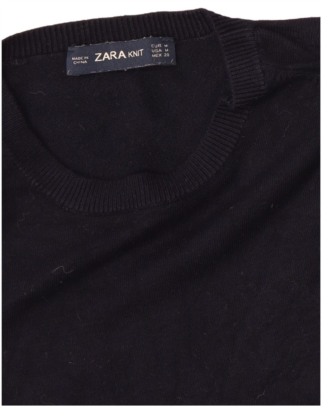 ZARA Pull à col rond pour femme UK 12 Bleu marine moyen