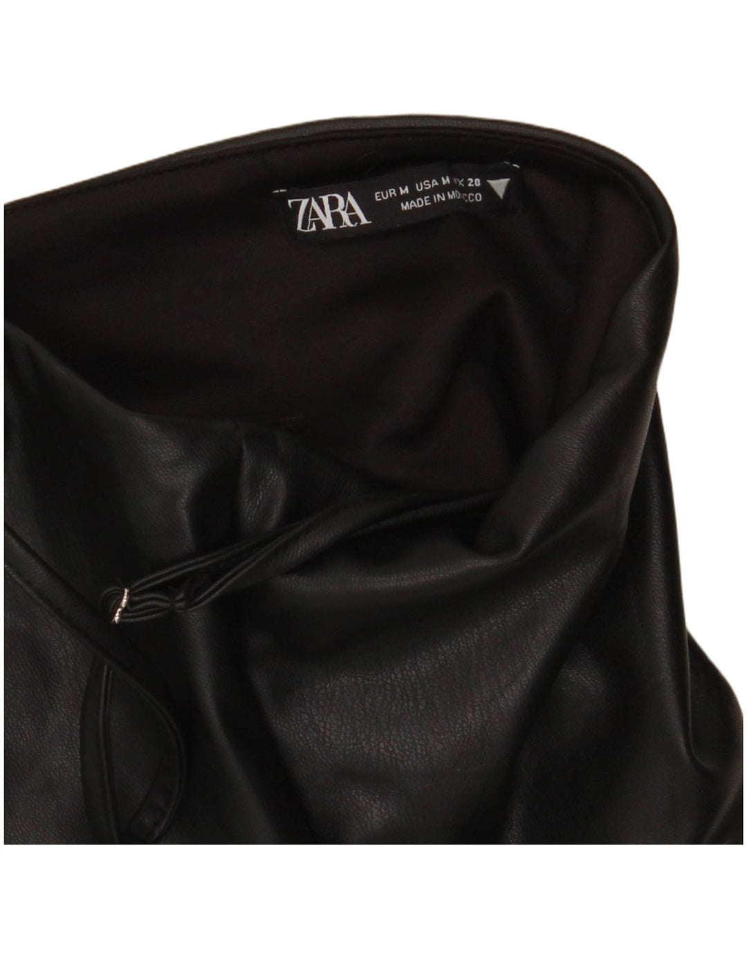 Zara Womens Faux Leather Corset Top UK 12 Moyen Noir