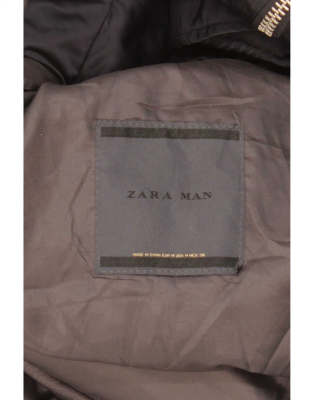 Zara Manteau matelassé à capuche pour homme UK 38 Bleu marine moyen Polyester