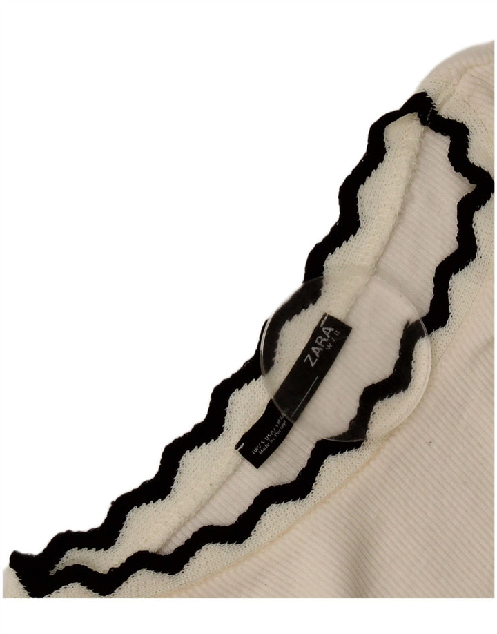 Zara Womens Crop Top Manches Longues UK 8 Petit Blanc