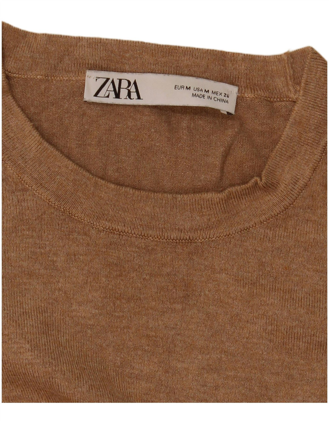 Zara Pull à col rond pour femme UK 12 Beige moyen
