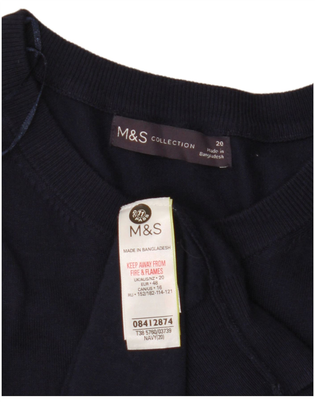 MARKS & SPENCER Cardigan court pour femme UK 20 2XL Bleu marine Viscose