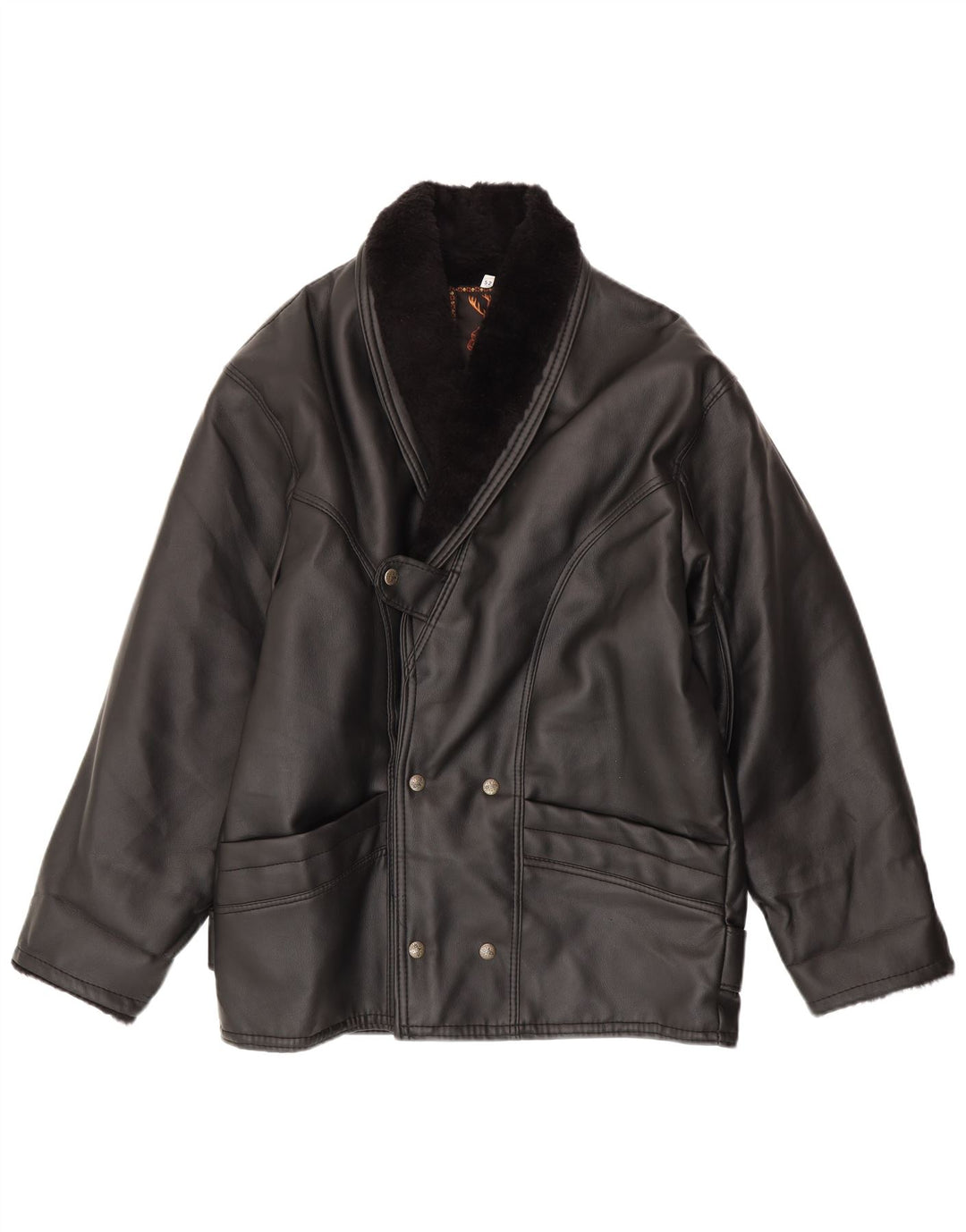 veste en peau de mouton homme vintage IT 52 XL peau de mouton noire
