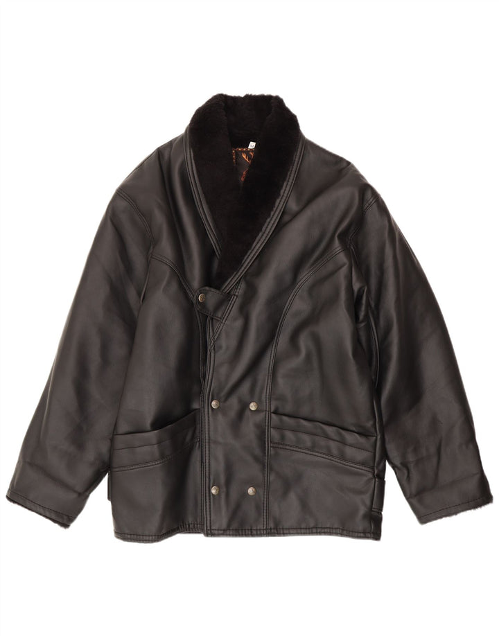 veste en peau de mouton homme vintage IT 52 XL peau de mouton noire