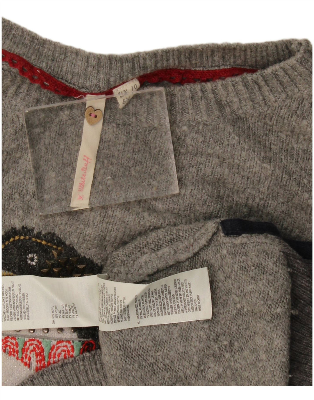 White Stuff Pull à col bateau pour femme UK 10 Petit Gris Nouveauté