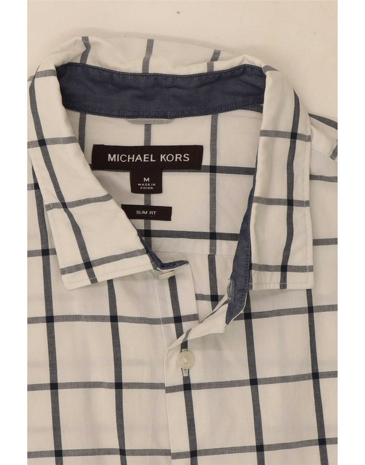 Michael Kors Chemise Slim Fit pour hommes à carreaux blancs moyens