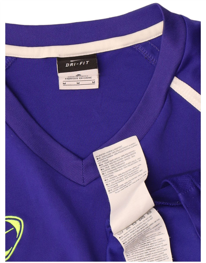 Nike Hommes Dri Fit T-Shirt Haut Bleu Moyen Colorblock Polyester