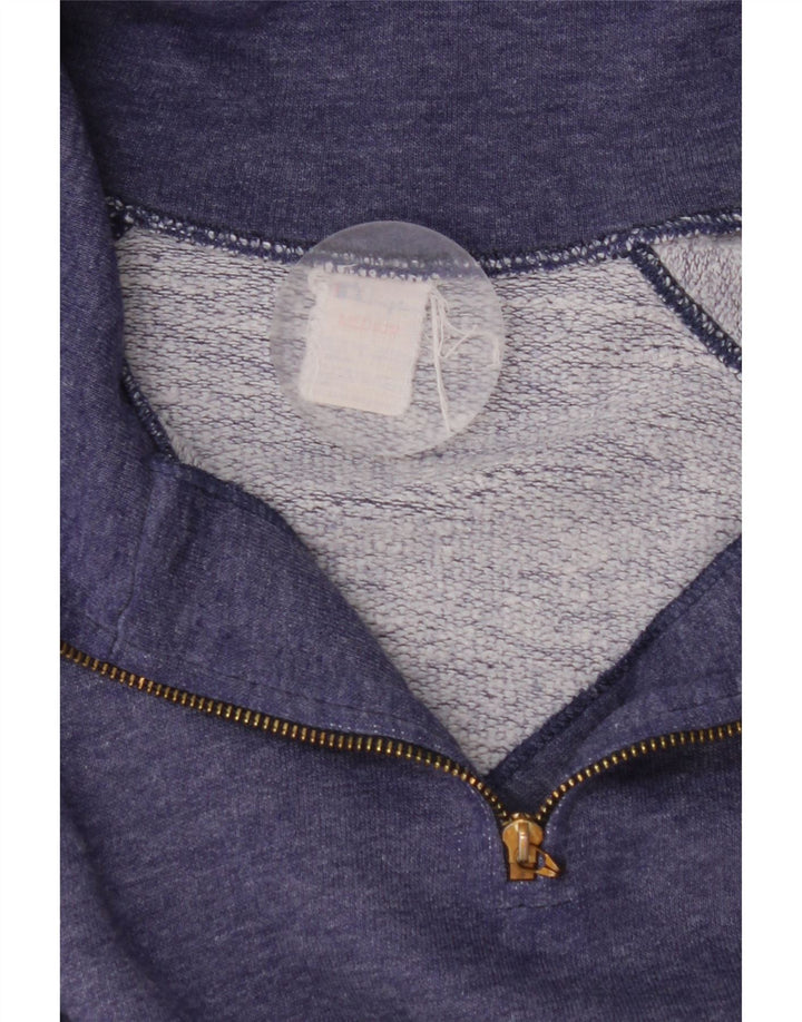 CHAMPION Mens Zip Neck Sweatshirt Jumper Medium Navy Blue