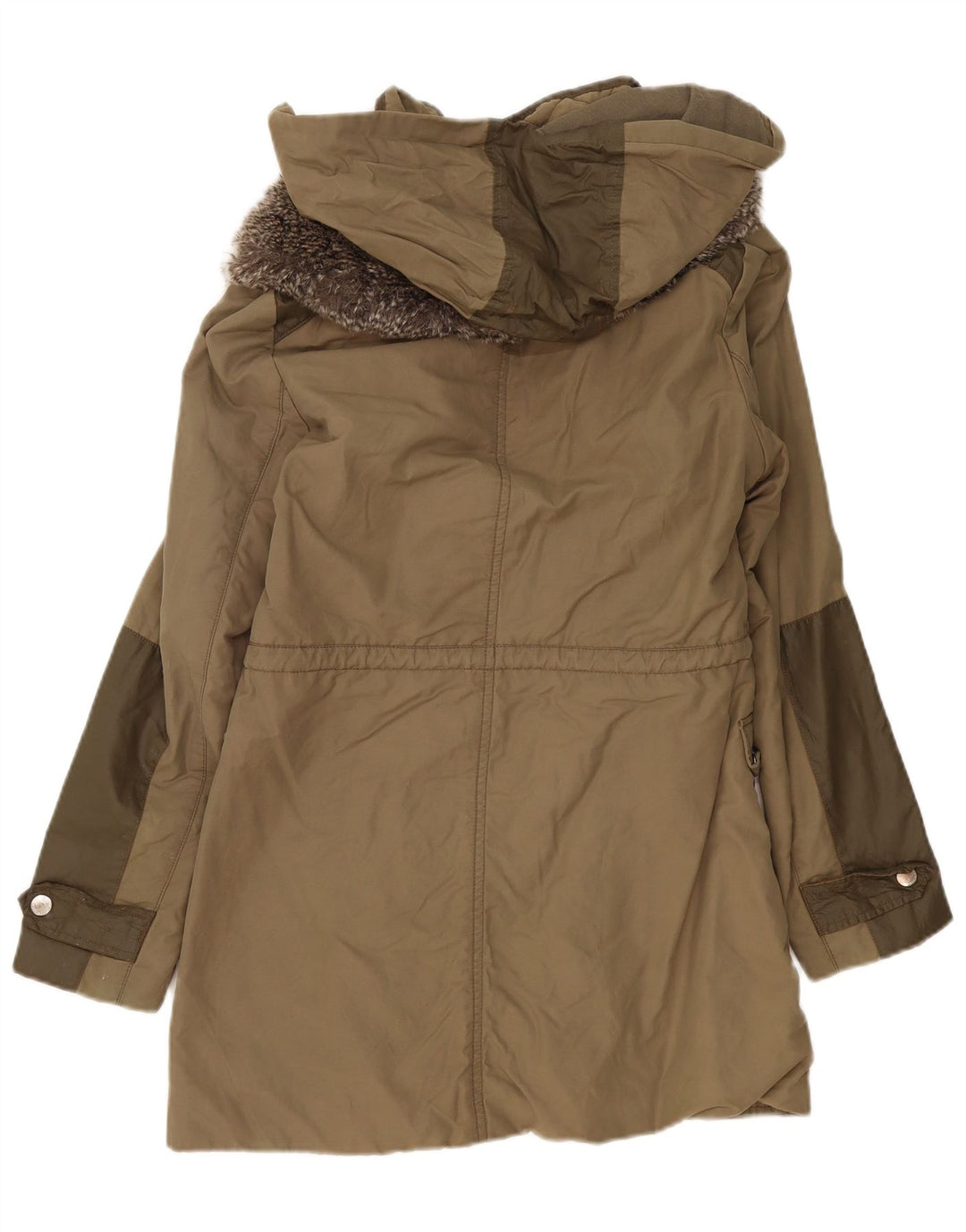 Karen Millen Veste Parka à capuche pour femme UK 12 Medium Kaki Polyester