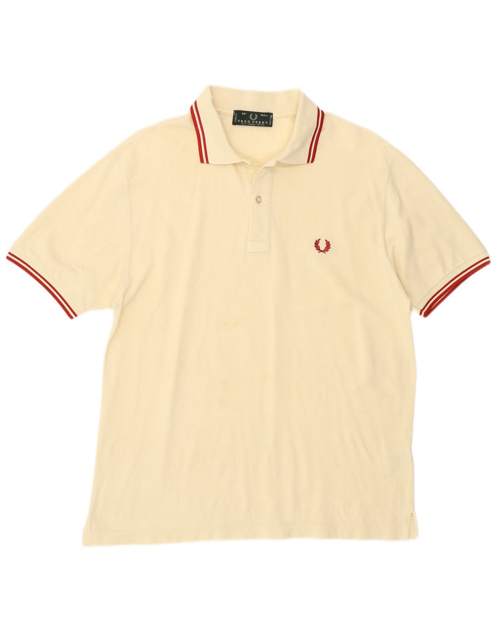 Fred Perry Polo Homme Petit Blanc Cassé Coton