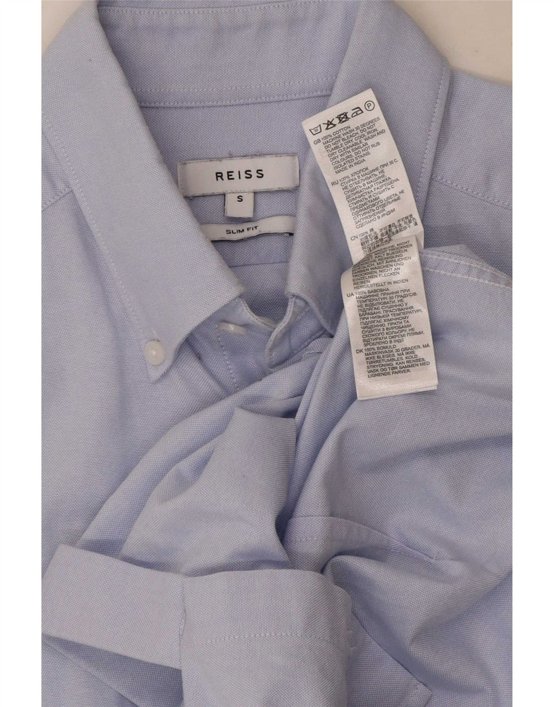 Reiss Chemise Slim Fit Petit Bleu Coton Homme