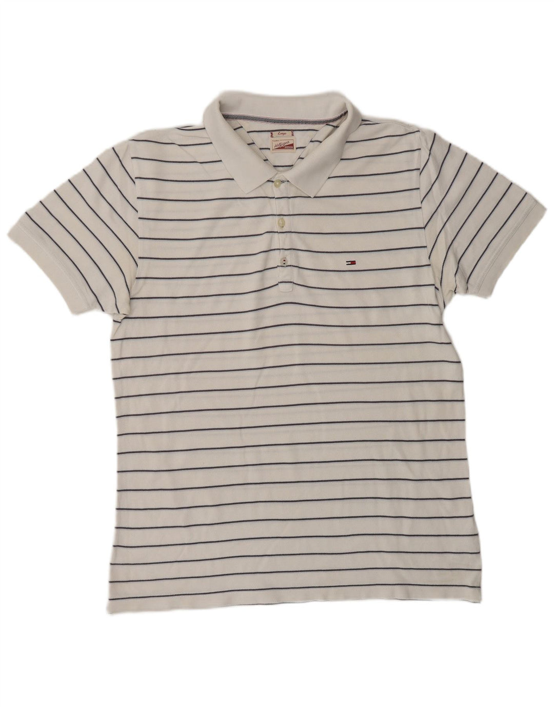 TOMMY HILFIGER Polo Classique Homme Grand Coton Rayé Blanc