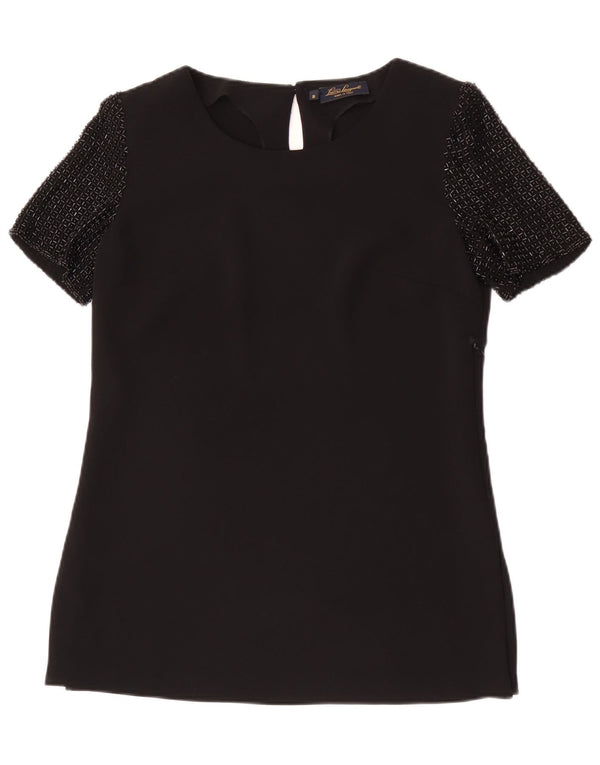 Luisa Spagnoli Chemisier Femme Top UK 10 Petit Noir Polyester