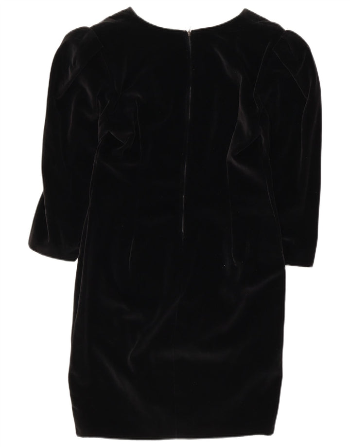 vintage Femmes 3/4 Manches Gaine Robe UK 10 Petit Noir