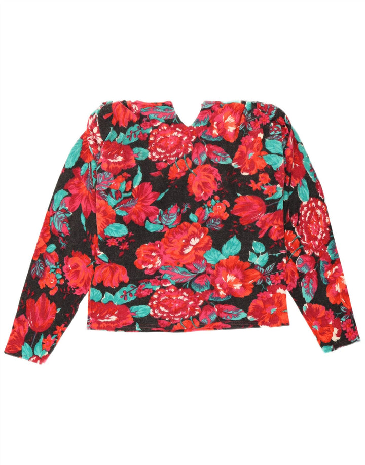 vintage Womens Crew Neck Jumper Pull UK 12 Moyen Multicolore Floral