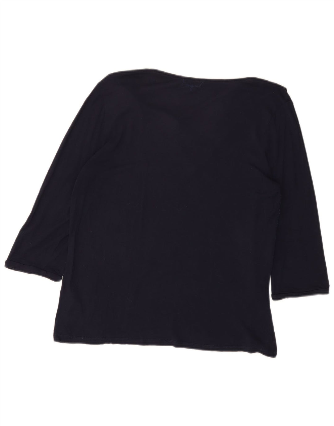 DESIGUAL Haut Graphique Femme Manches 3/4 UK 20 2XL Bleu Marine Floral Viscose