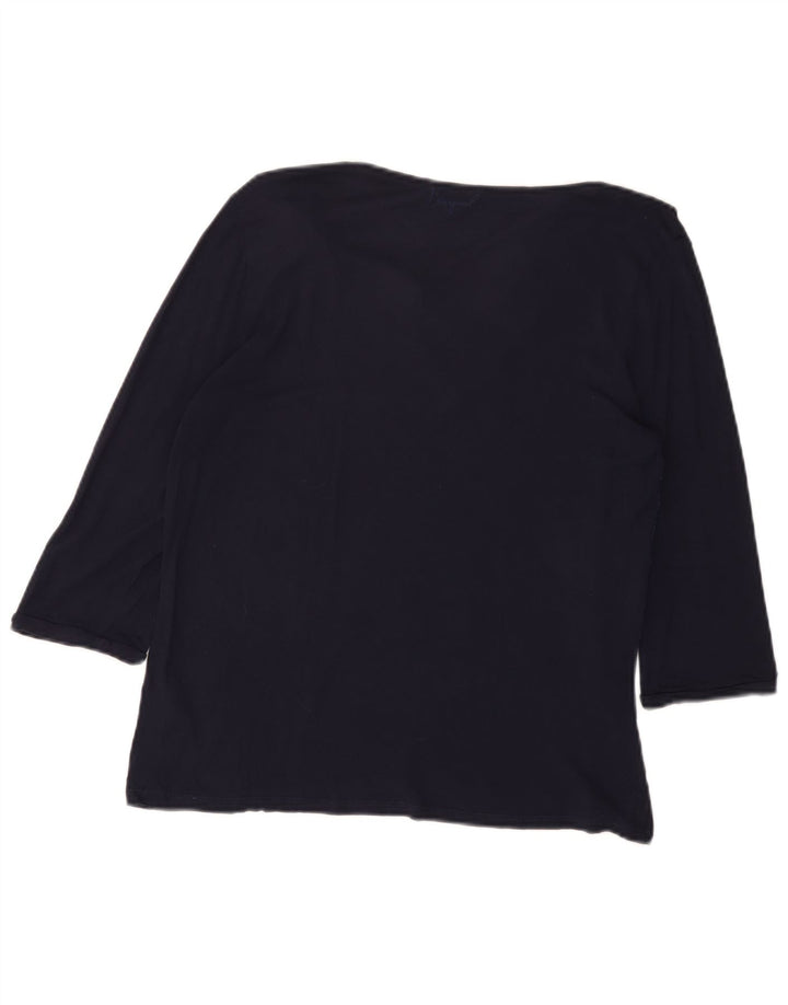 DESIGUAL Haut Graphique Femme Manches 3/4 UK 20 2XL Bleu Marine Floral Viscose