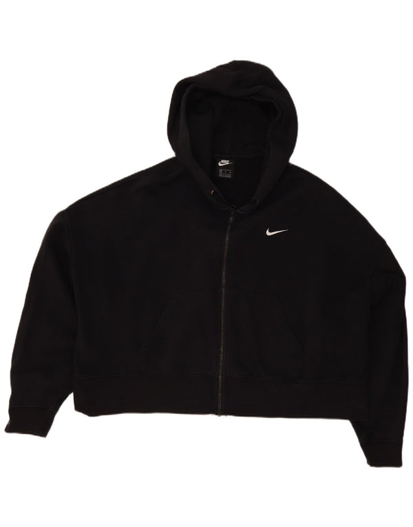 Nike Pull à capuche surdimensionné avec fermeture éclair pour femme UK 18 XL Noir Coton Sports