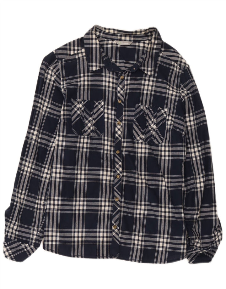 Marks & Spencer Chemise Femme UK 16 Grand Coton à Carreaux Bleu Marine