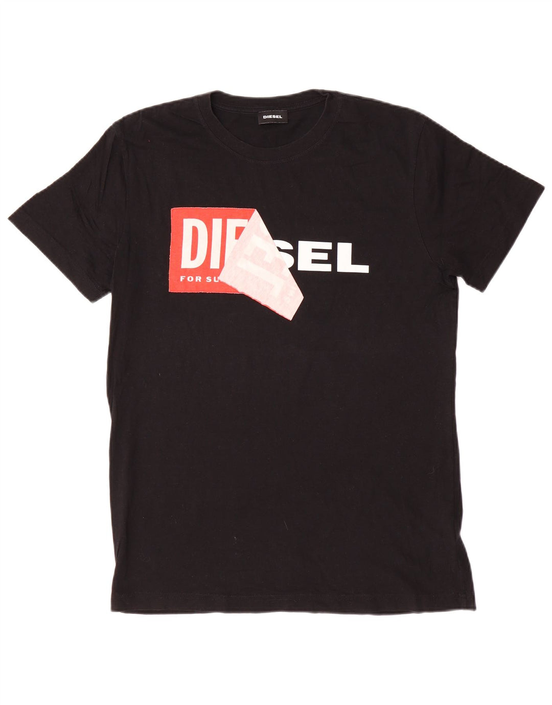 Diesel T-Shirt Graphique Homme Noir Moyen Coton