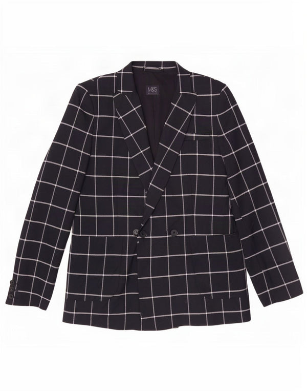 Marks & Spencer Veste blazer pour femme UK 12 Bleu marine moyen à carreaux