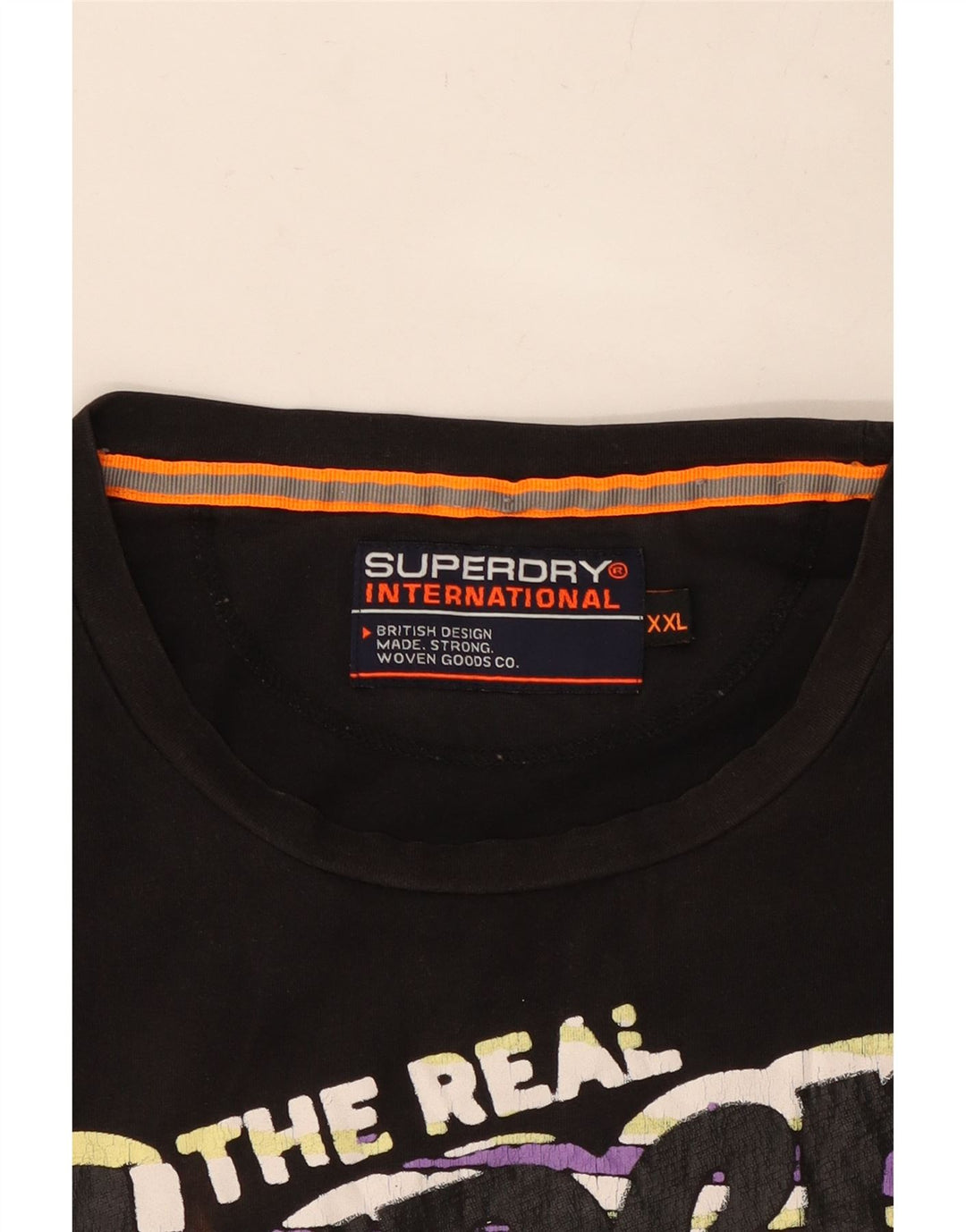 SUPERDRY T-Shirt Graphique Homme Top 2XL Noir